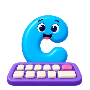 Letter C with child-friendly keyboard